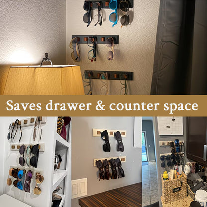 Sola Wooden Sunglasses Holder | Wall-Mounted, Space-Saving Organizer 3