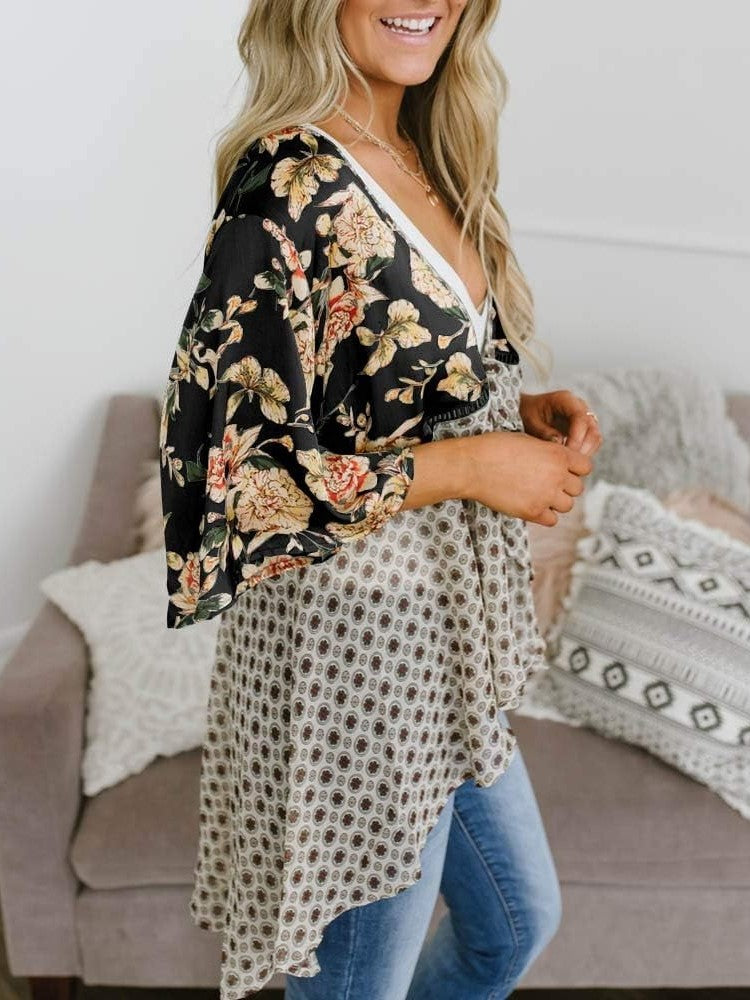 Soleil Floral Kimono | Lightweight Chiffon, Ruffle Sleeve Beach Cover-Up 1
