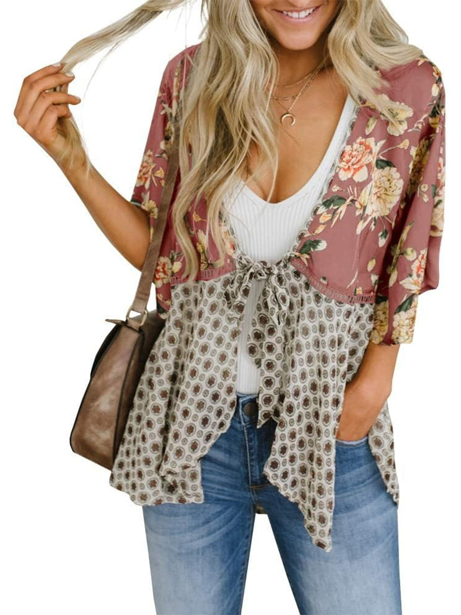 Soleil Floral Kimono | Lightweight Chiffon, Ruffle Sleeve Beach Cover-Up 10