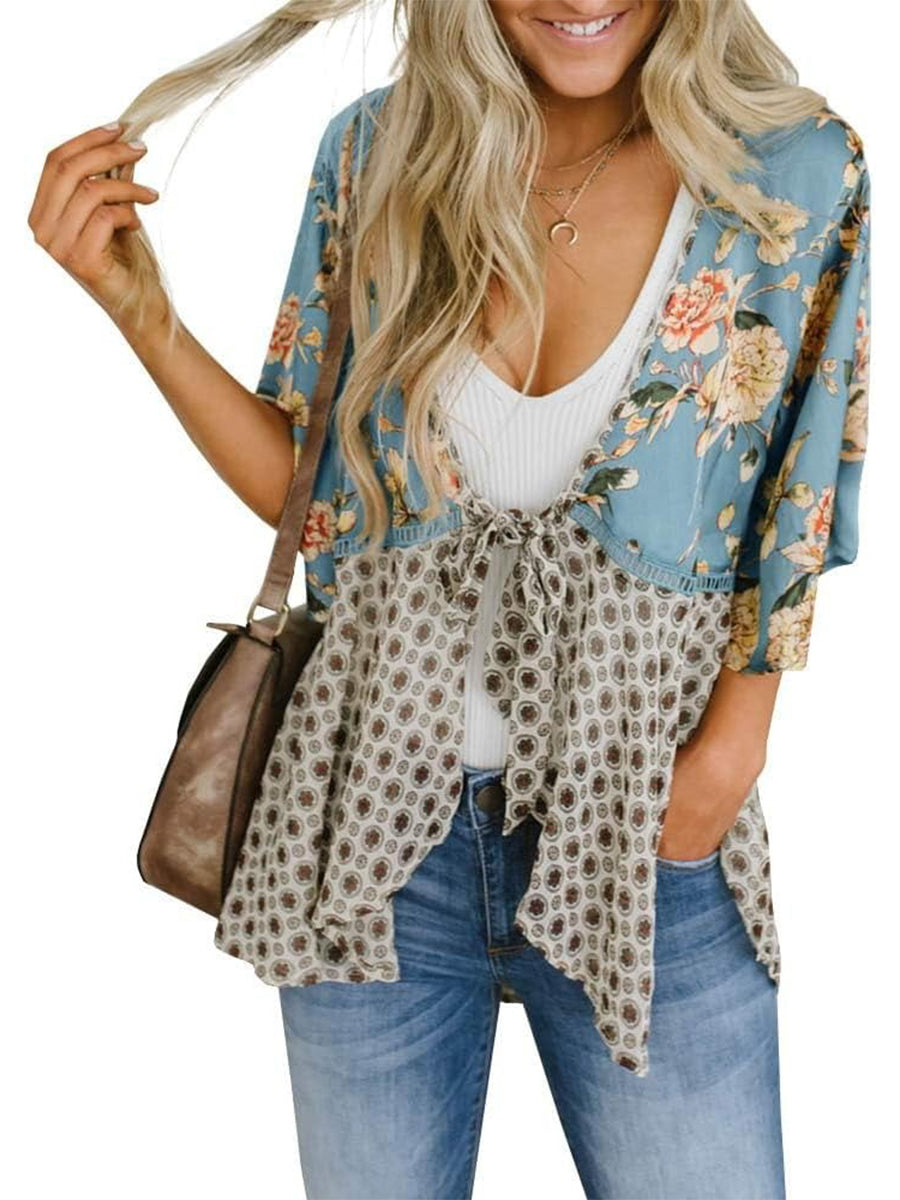 Soleil Floral Kimono | Lightweight Chiffon, Ruffle Sleeve Beach Cover-Up 11
