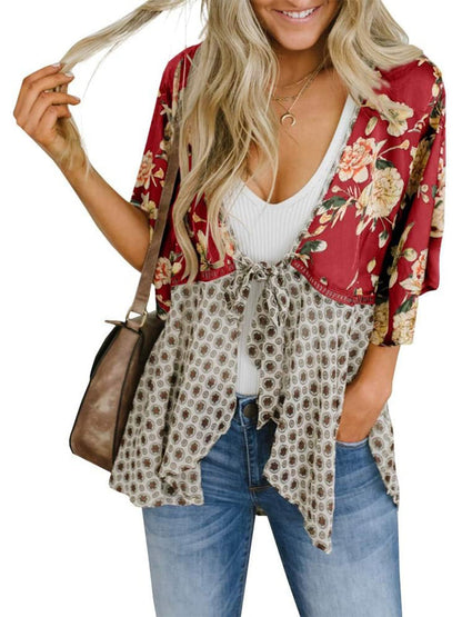 Soleil Floral Kimono | Lightweight Chiffon, Ruffle Sleeve Beach Cover-Up 6