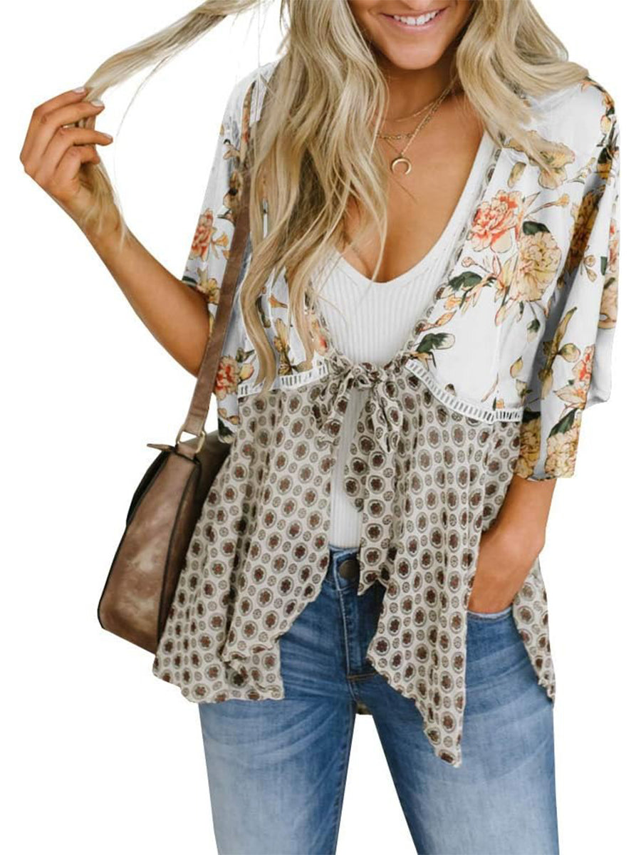 Soleil Floral Kimono | Lightweight Chiffon, Ruffle Sleeve Beach Cover-Up 9