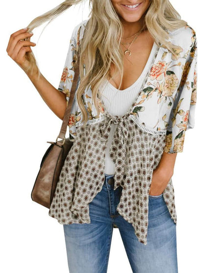 Soleil Floral Kimono | Lightweight Chiffon, Ruffle Sleeve Beach Cover-Up 9
