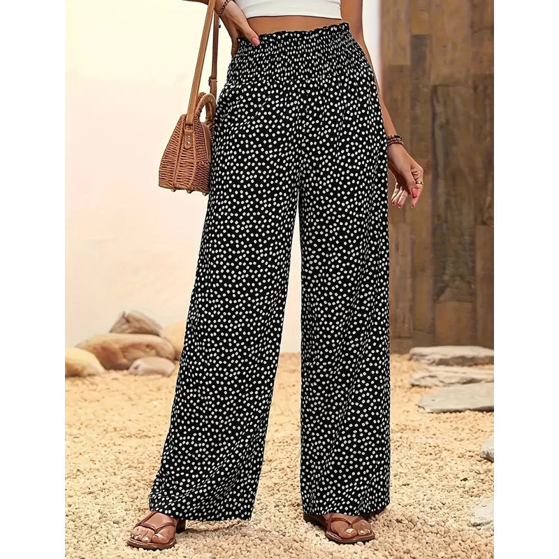 Sora Wide Leg Pants | Smocked High Waist, Flowy Design 0