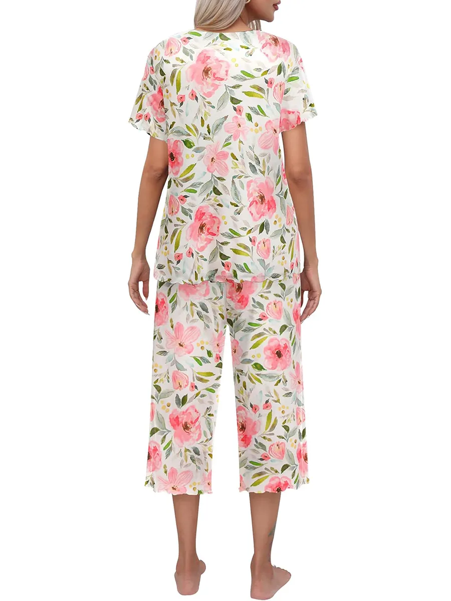 Sunny Capri Set | Printed Short Sleeve Pajama 1