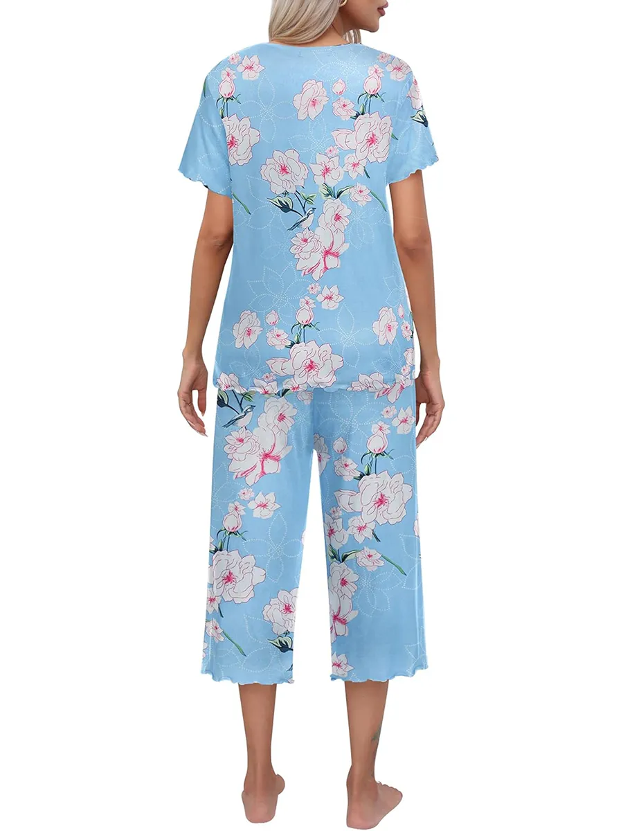 Sunny Capri Set | Printed Short Sleeve Pajama 7