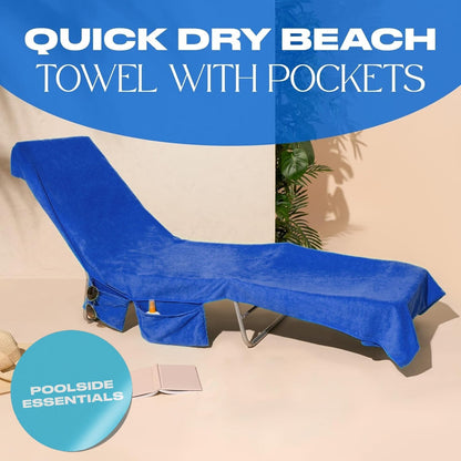 Sunny Lounger Towel | Quick-Dry, Portable with Pockets 0