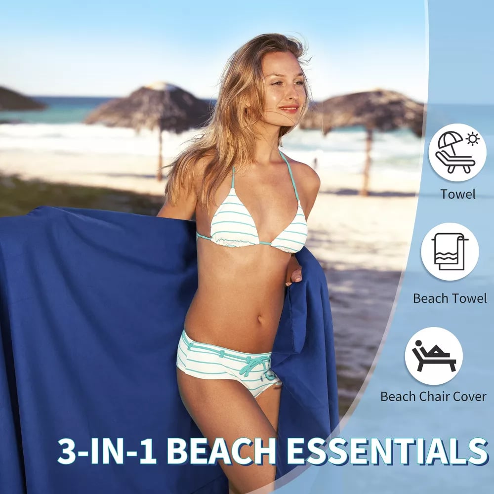 Sunny Lounger Towel | Quick-Dry, Portable with Pockets 1