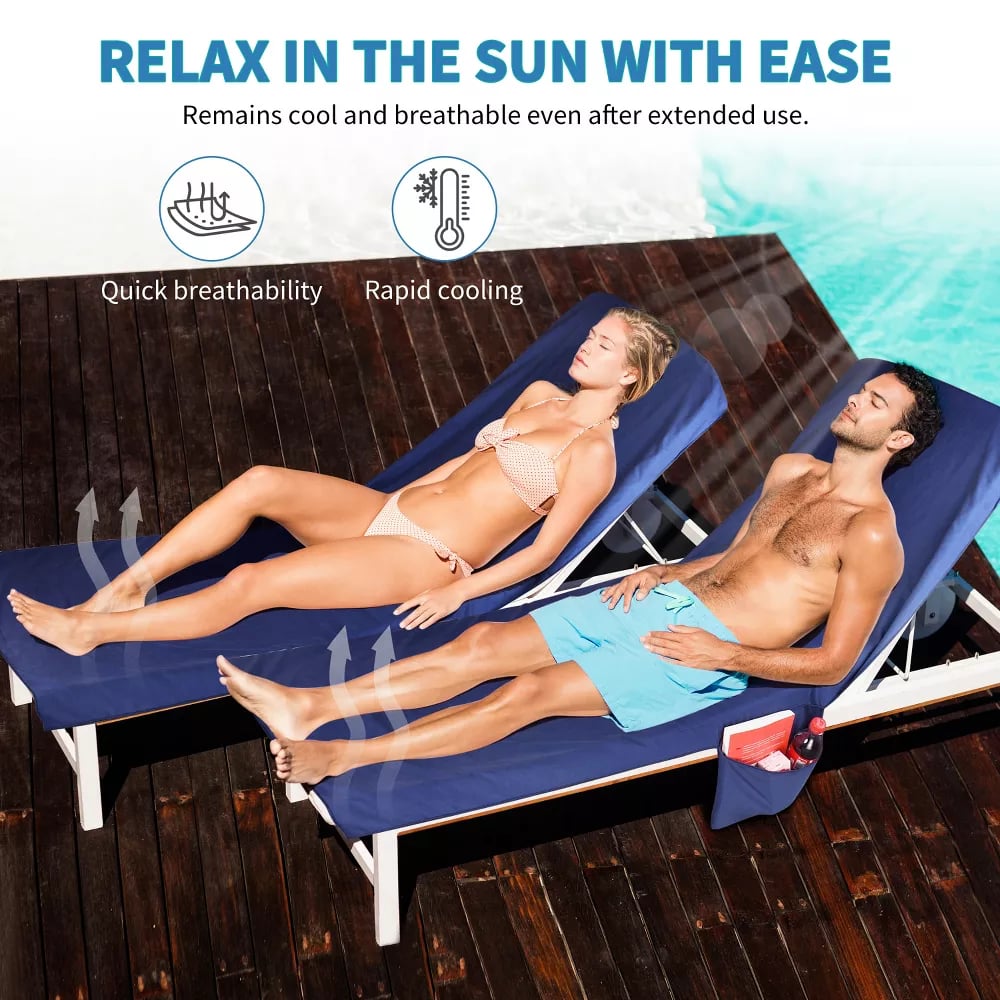 Sunny Lounger Towel | Quick-Dry, Portable with Pockets 2