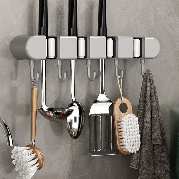 TidyGrip Tool Organizer | Wall Mount Broom Holder, Damage-Free Installation 4