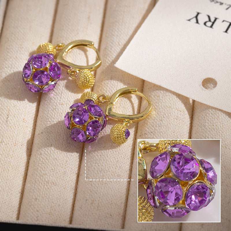 Vera Hoop Earrings | Gold-Plated with Purple Crystal Sphere 4