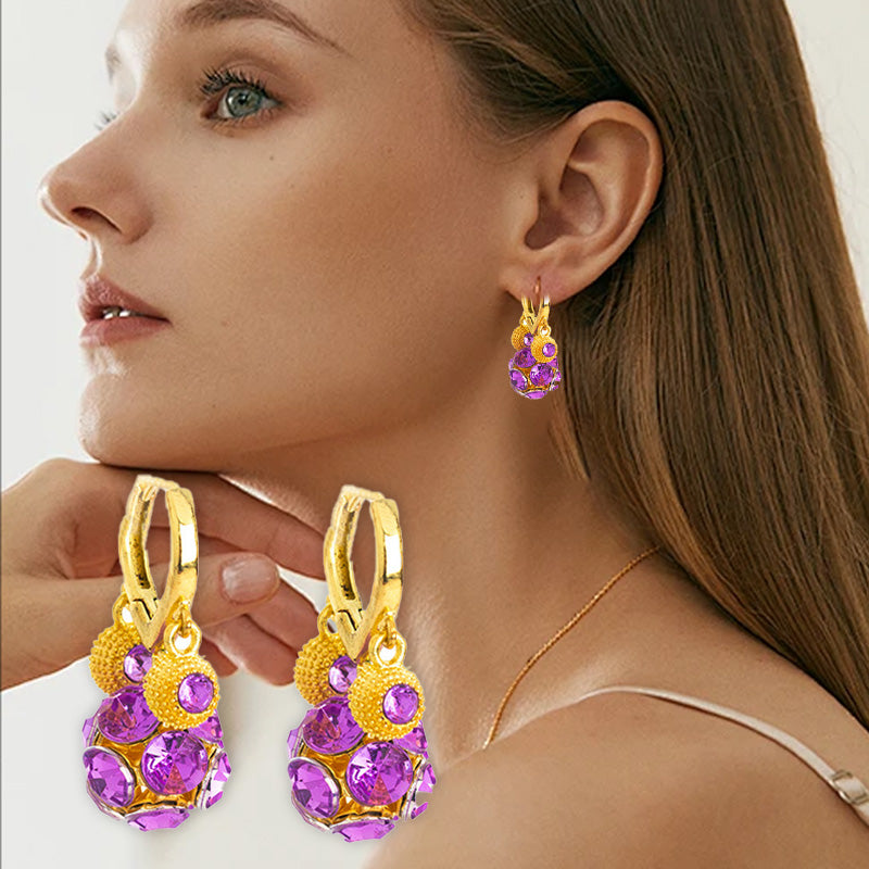 Vera Hoop Earrings | Gold-Plated with Purple Crystal Sphere 6
