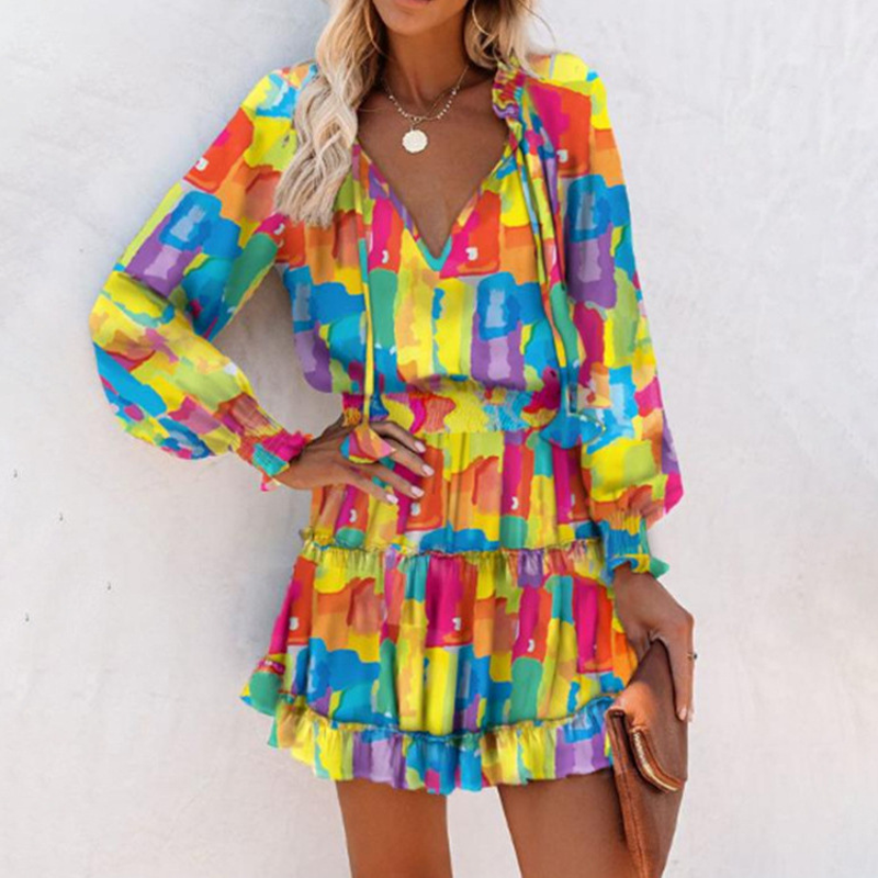 Vera Mini Dress | Flattering V-Neck, Ruffled Hem, Lightweight Polyester 3