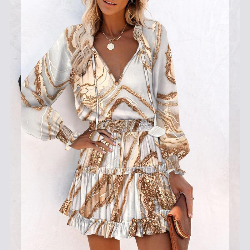 Vera Mini Dress | Flattering V-Neck, Ruffled Hem, Lightweight Polyester 4