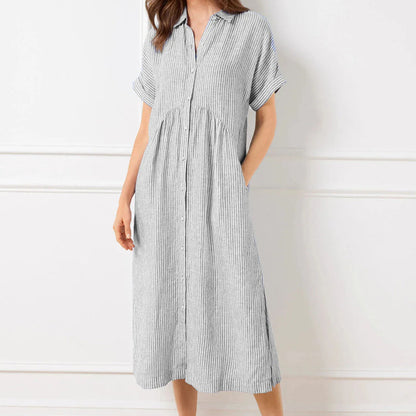 Vera Striped Dress | Women's V-Neck, Comfortable Fit, Plus Size Options 1