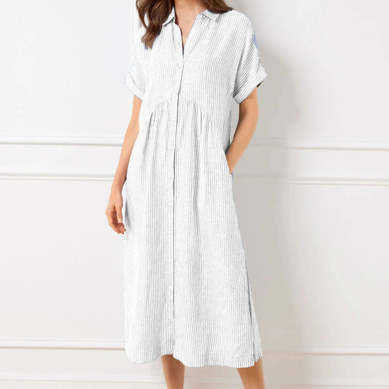 Vera Striped Dress | Women's V-Neck, Comfortable Fit, Plus Size Options 5
