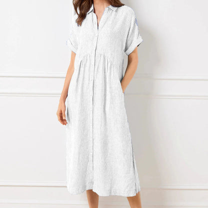 Vera Striped Dress | Women's V-Neck, Comfortable Fit, Plus Size Options 5