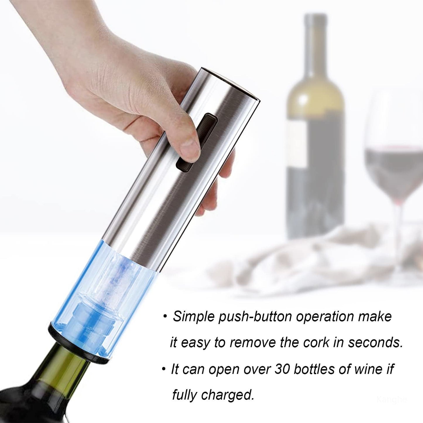 Vino Magic Electric Wine Opener | Effortless Cork Removal, Stainless Steel 1