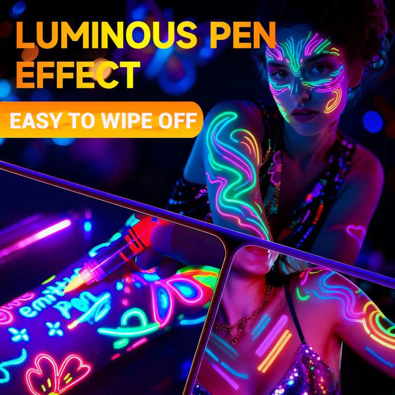 Vivid Glow Markers Set | UV Reactive, Skin-Safe 0