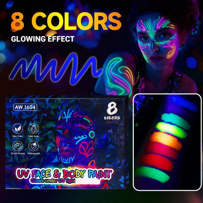 Vivid Glow Markers Set | UV Reactive, Skin-Safe 1