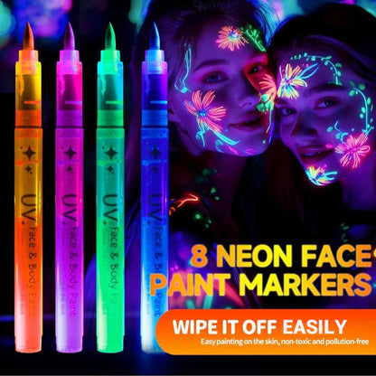 Vivid Glow Markers Set | UV Reactive, Skin-Safe 2