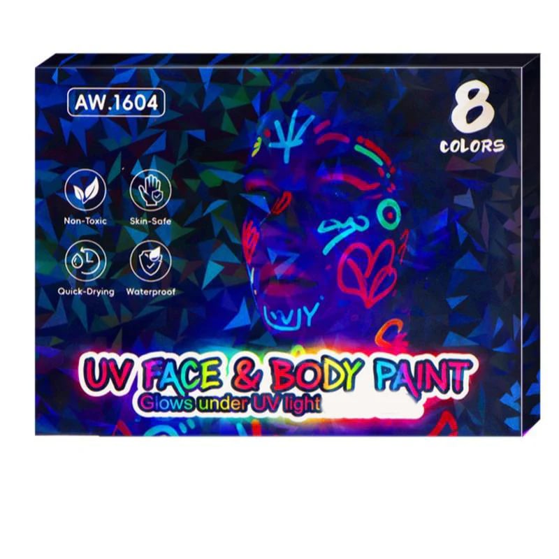 Vivid Glow Markers Set | UV Reactive, Skin-Safe 6