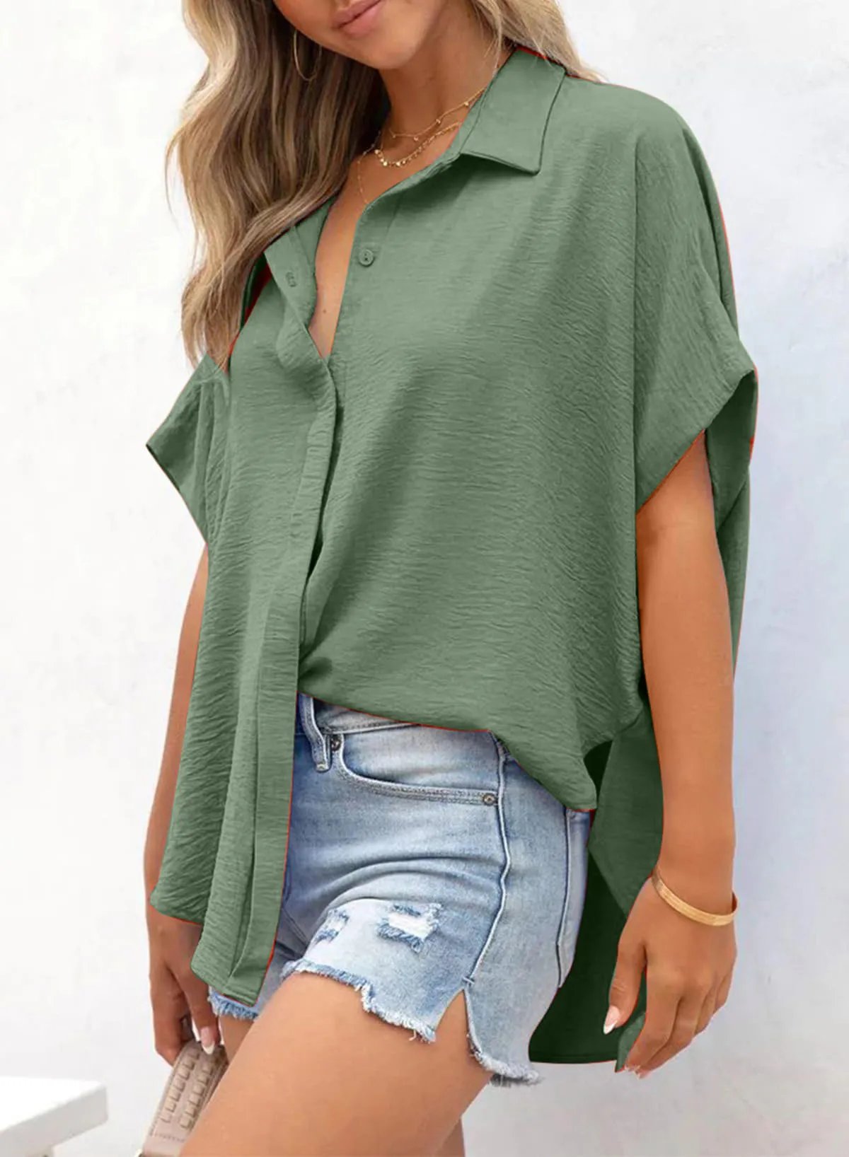 Wanda Casual Shirt | Oversized V-Neck, Lightweight 5