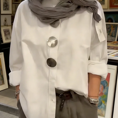 Wanda Oversized Button Down Shirt | Elegant Collar, Metallic Buttons, Comfortable Fit 5