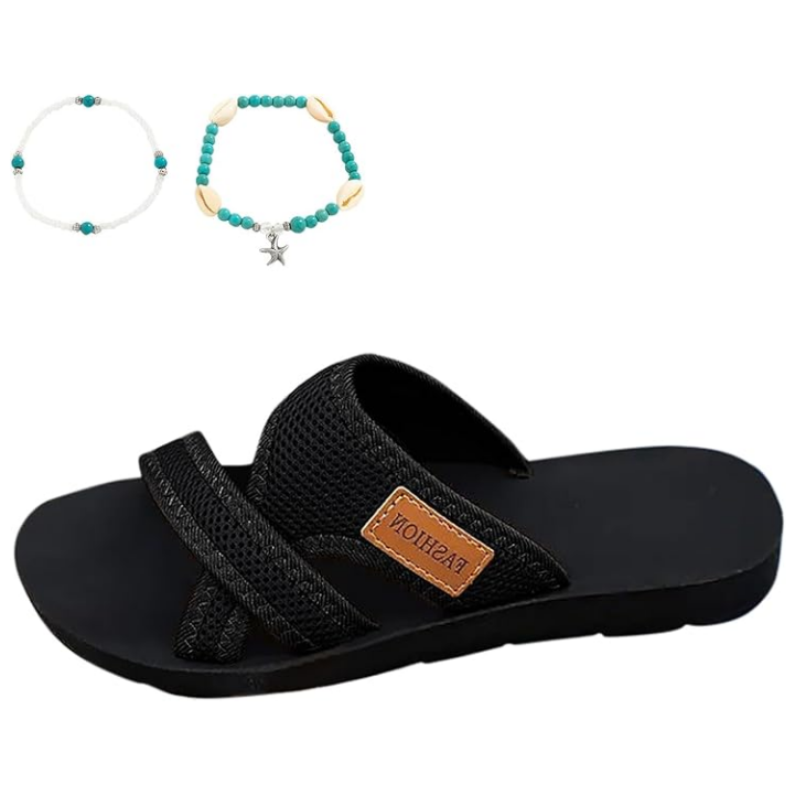 Wander Black Flat Sandals | Comfortable Open Toe Design for Women 6