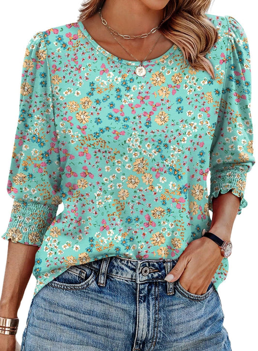 Wendy Blouse | 3/4 Length Sleeve, Smocked Cuffs 0