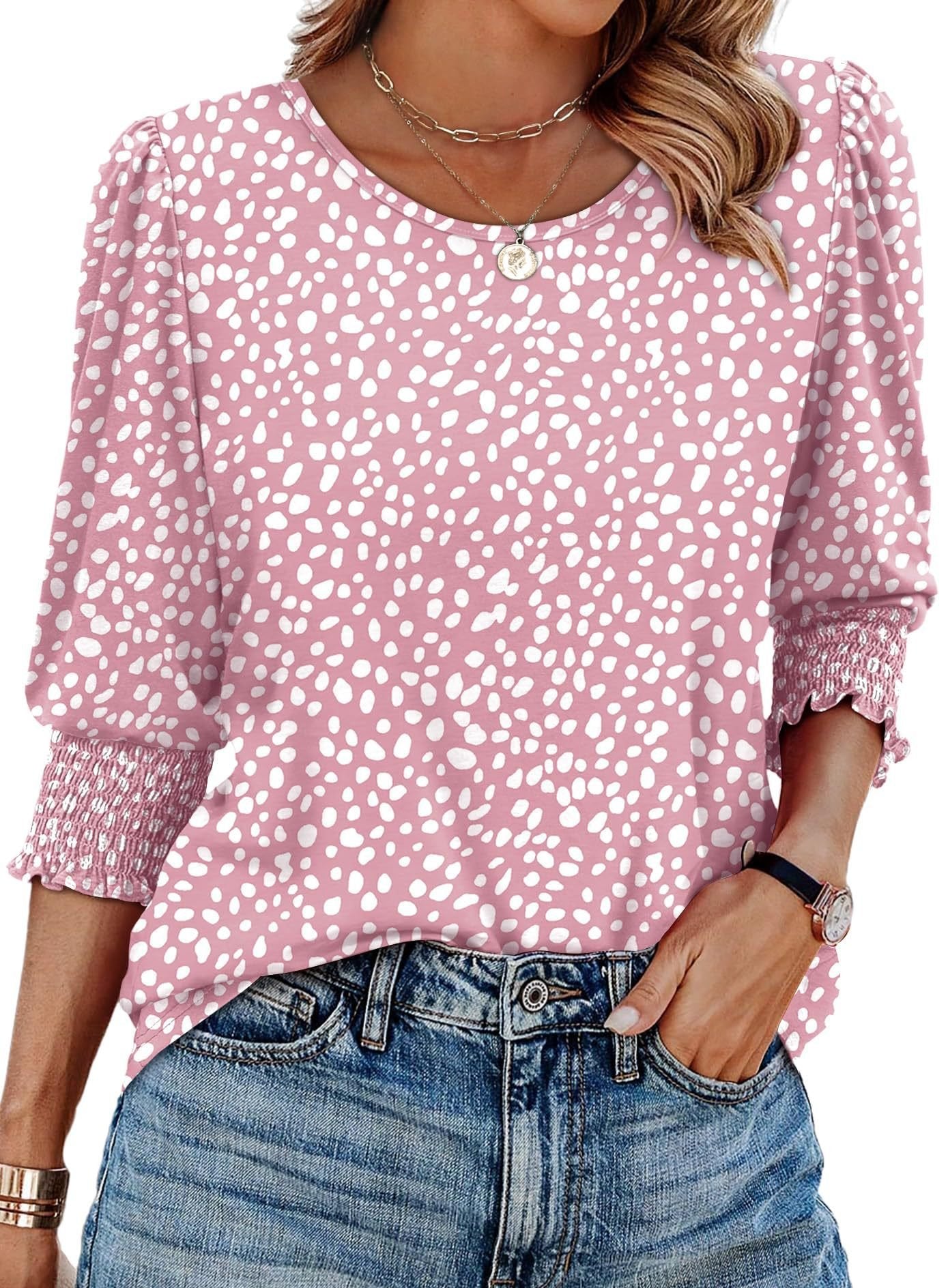 Wendy Blouse | 3/4 Length Sleeve, Smocked Cuffs 2