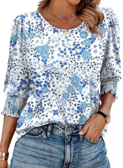 Wendy Blouse | 3/4 Length Sleeve, Smocked Cuffs 8