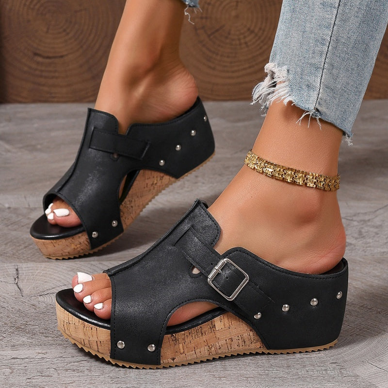 Wendy Wedge Sandals | Peep Toe, Comfortable Design 0