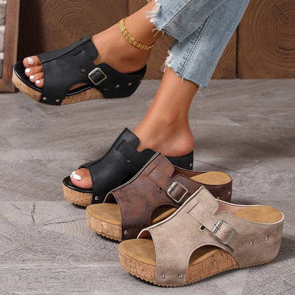 Wendy Wedge Sandals | Peep Toe, Comfortable Design 1