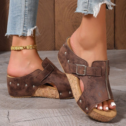 Wendy Wedge Sandals | Peep Toe, Comfortable Design 6