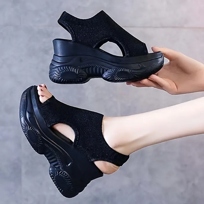 Wendy Wedge Sandals for Women | Open Toe, Breathable Knit, Non-Slip Wedge Heels 3