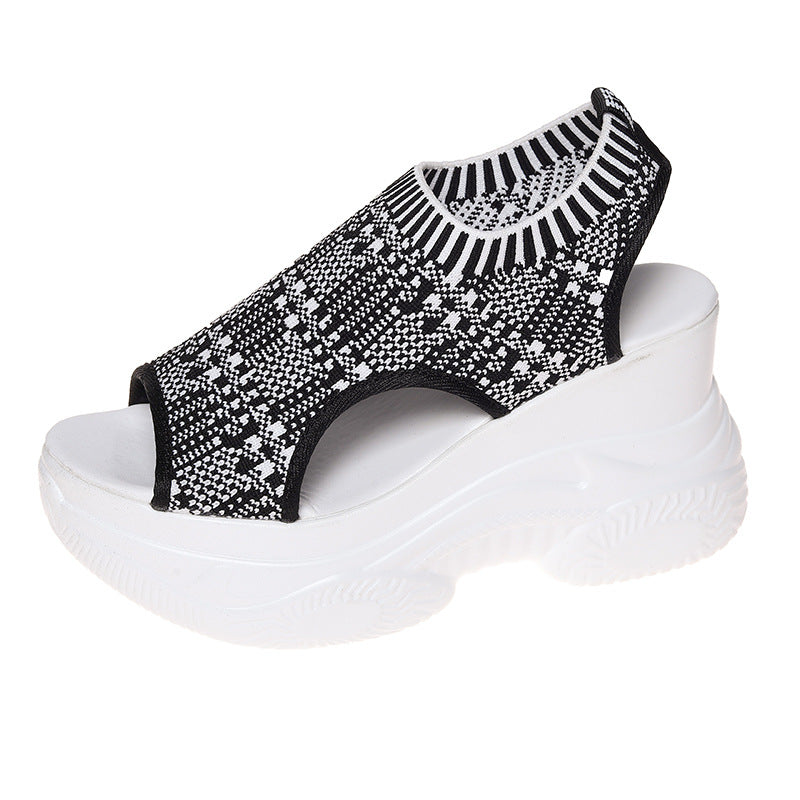 Wendy Wedge Sandals for Women | Open Toe, Breathable Knit, Non-Slip Wedge Heels 8