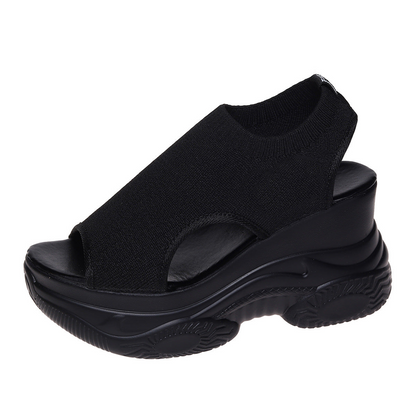 Wendy Wedge Sandals for Women | Open Toe, Breathable Knit, Non-Slip Wedge Heels 9