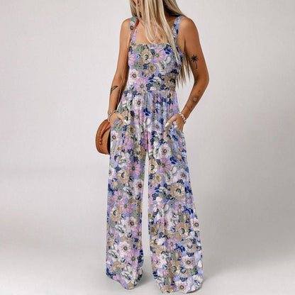 Willa Floral Jumpsuit | Sleeveless, Elastic Waist, Comfortable Polyester 1