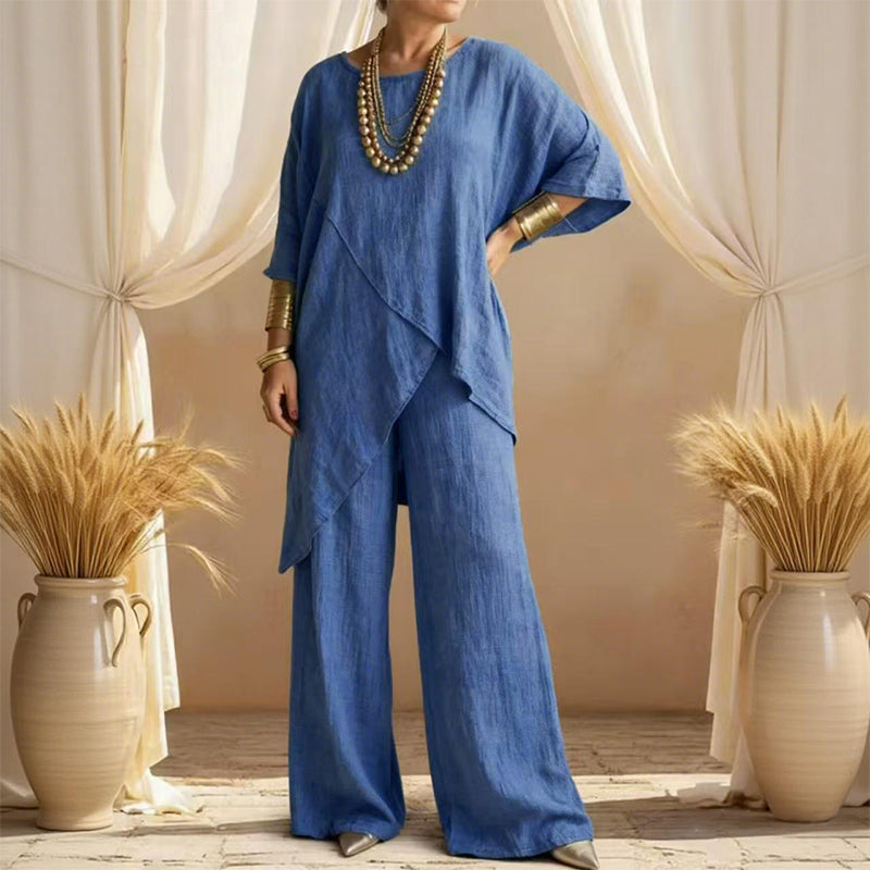Willa Two-Piece Outfit | Asymmetrical Top, Relaxed Fit, Plus Size Women's Clothing 0