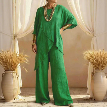 Willa Two-Piece Outfit | Asymmetrical Top, Relaxed Fit, Plus Size Women's Clothing 1