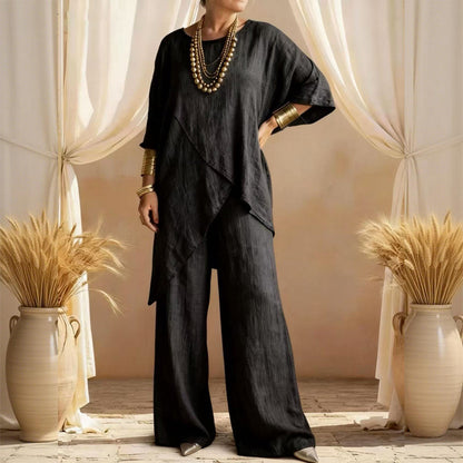 Willa Two-Piece Outfit | Asymmetrical Top, Relaxed Fit, Plus Size Women's Clothing 5