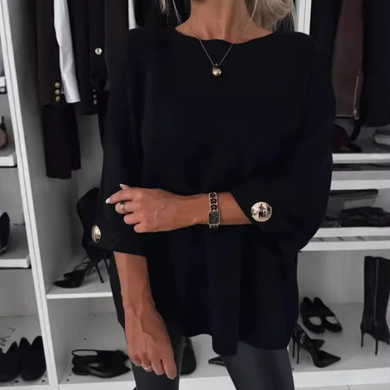 Wina Classic Knit Top | Three-Quarter Sleeve, Cotton Blend 2