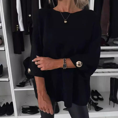 Wina Classic Knit Top | Three-Quarter Sleeve, Cotton Blend 2