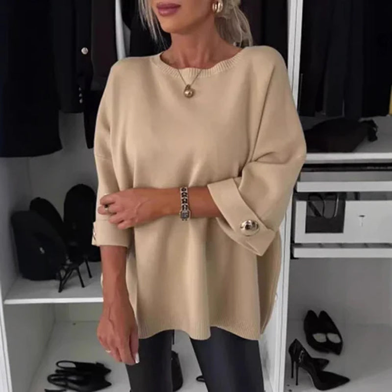 Wina Classic Knit Top | Three-Quarter Sleeve, Cotton Blend 3