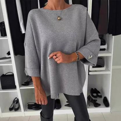Wina Classic Knit Top | Three-Quarter Sleeve, Cotton Blend 4