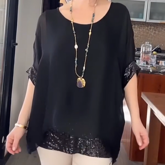Wina Sequin Top | Elegant Blouse for Women, Soft Fabric, Going Out 0