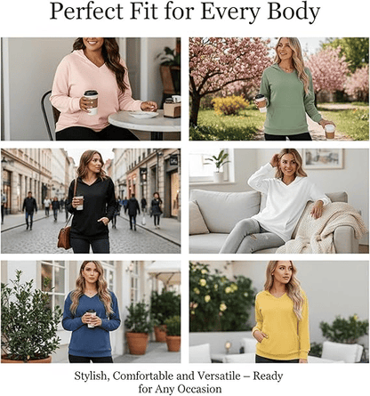 Wina V-neck Sweatshirt | Oversized Fleece with Kangaroo Pocket 5