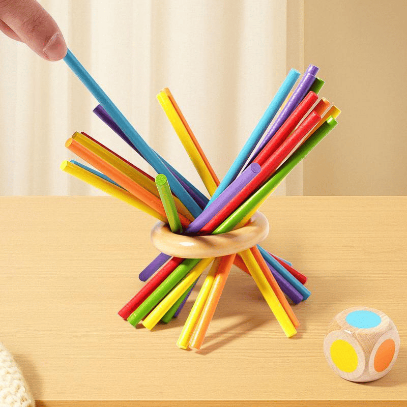 Wondrous Wooden Peg Game | Cognitive Development Toy for Kids, Mixed Color Sticks 4