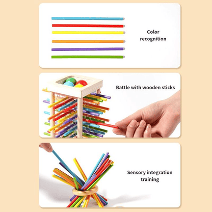 Wondrous Wooden Peg Game | Cognitive Development Toy for Kids, Mixed Color Sticks 6